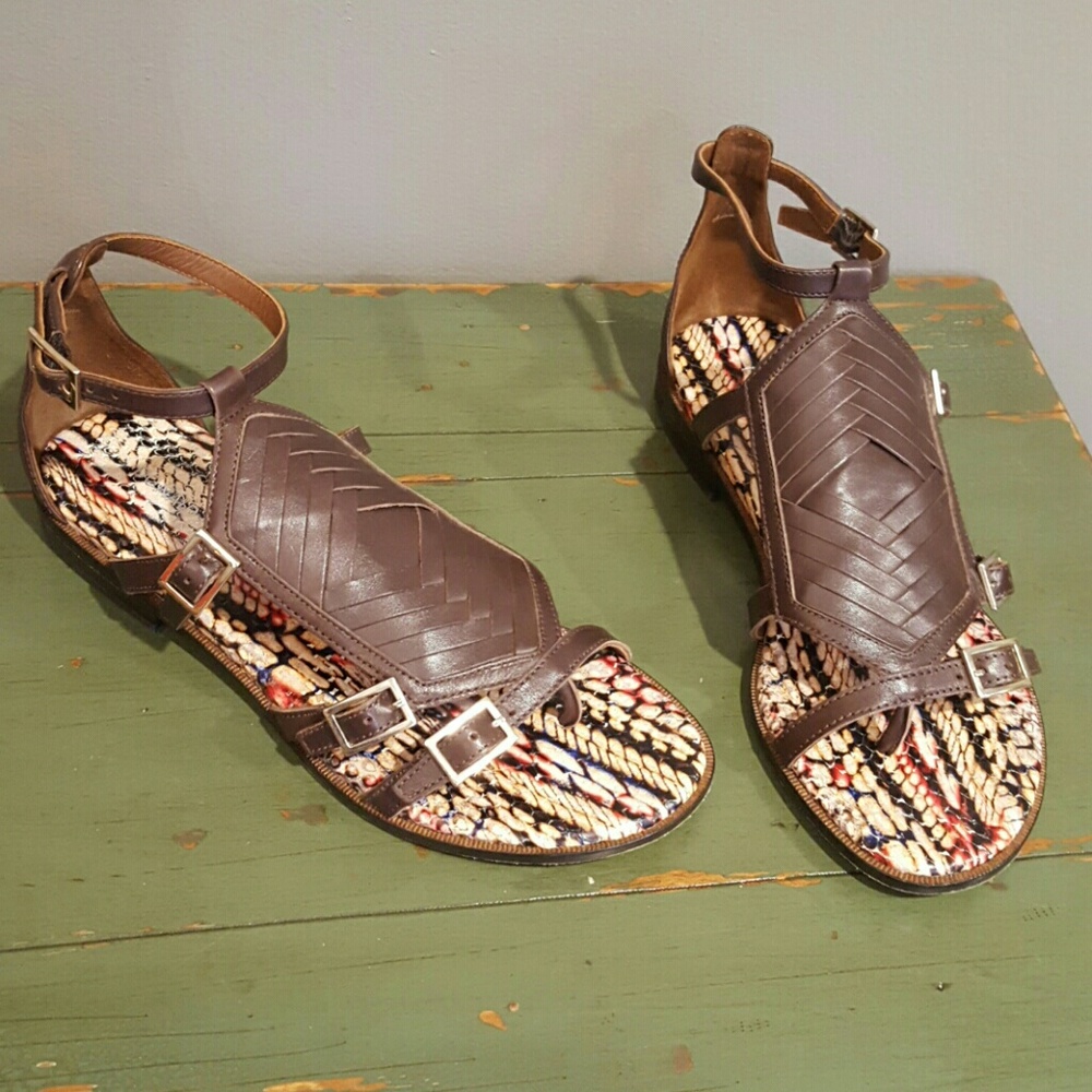 Donald J Pliner dark brown burnished calf sandal